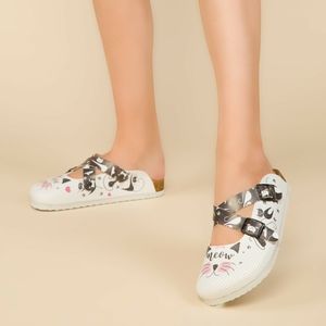 🆕Grey and white women slippers
